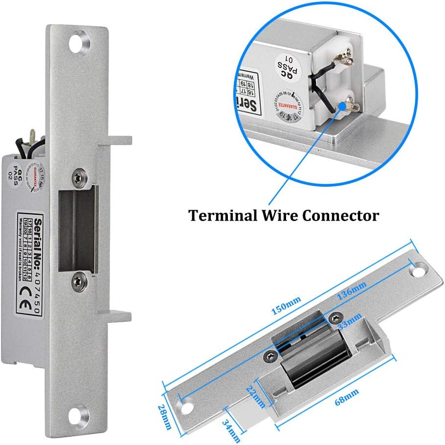 RFID Access Control System Kit Outdoor IP68 Waterproof Access Control Keypad + NC Fail Safe Electric Strike Locks +