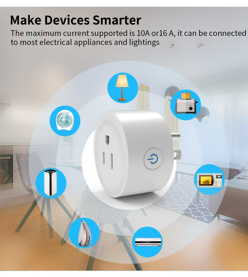 Smart Plug, WiFi Outlet Compatible with Alexa & Google Assistant, Outlet 16A/2200W Max, Home Automation, APP Remote