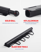 Valet Rod for Closets Pull Out 12" Black with 4 Hooks
