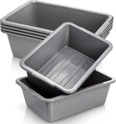 6 Pack Plastic Bus Tubs, 8L Meat Lugs Tote for Restaurant, Small Food Service Tub Wash Dish Basin Pans, Meat