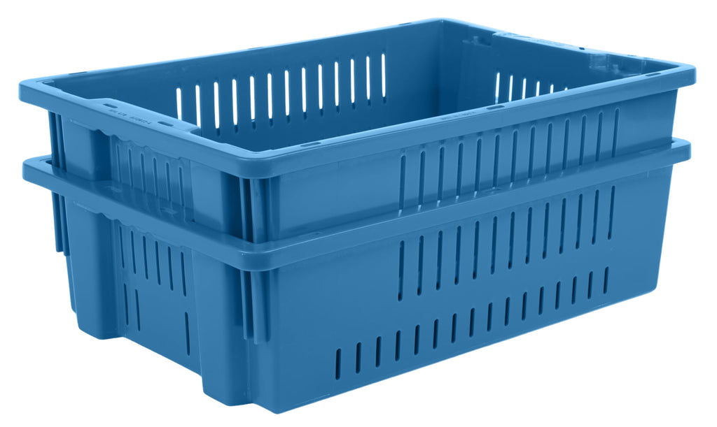 Hudson Exchange 20 x 13 x 5.6" (4 Pack, 4.5 Gallon) Agricultural Nest and Stack Vented Crate Handled Storage