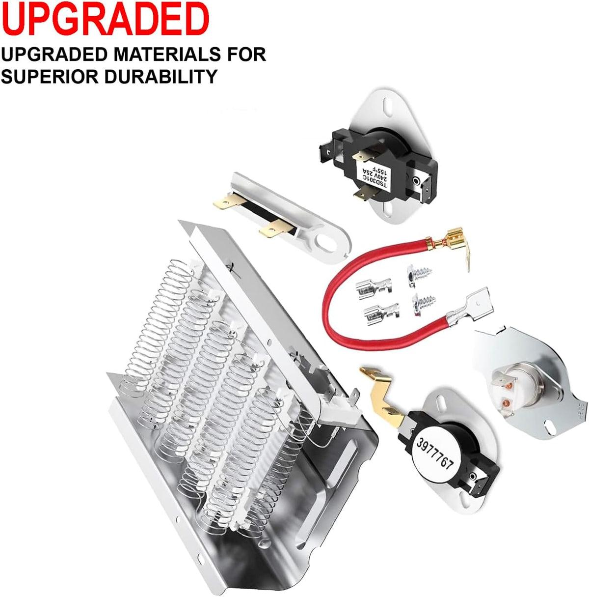 Upgraded Dryer Heating Element Compatible With Maytag MEDC400BW0 MEDC400VW0 MEDC415EW0 MEDC415EW1 MEDC500VW0 MEDC500VW1 MEDC555DW1 MEDC555DW2 MEDX500BW0 MEDX500BW1 MEDX655DW1 MEDX6STBW0 MEDX6STBW1
