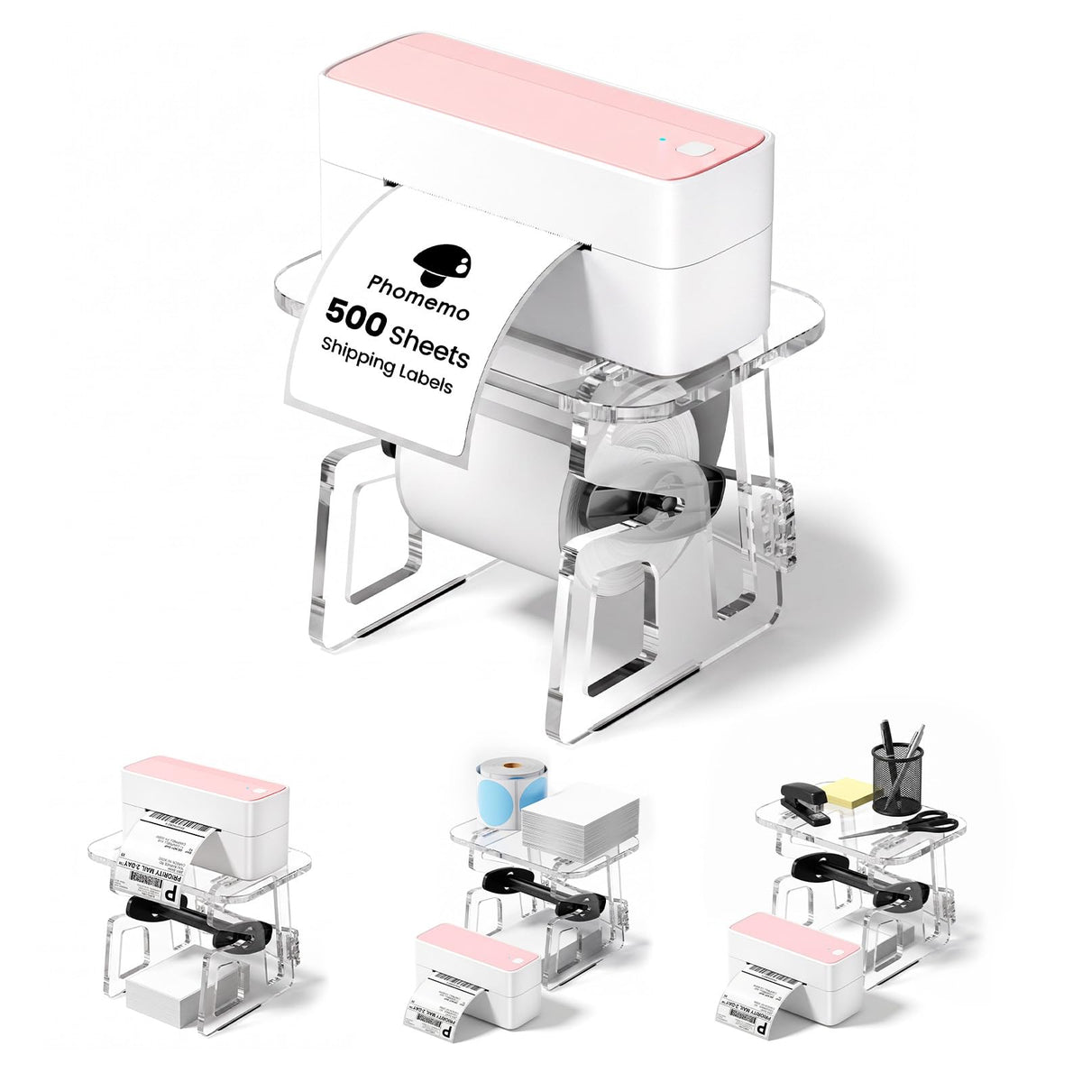 Bluetooth Thermal Shipping Label Printer with Holder & 500pcs Label