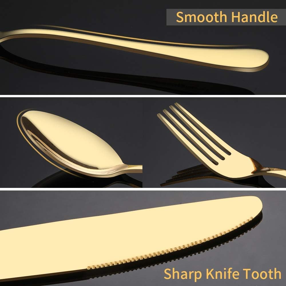 Gold Silverware Set, 20-Piece Flatware Set Service for 4