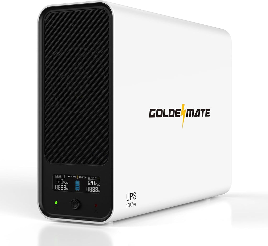 1000VA/600W Lithium UPS Battery Backup & Surge Protector, White | Pure Sine Wave, 8 Outlets, Color LCD, 153.6 Wh