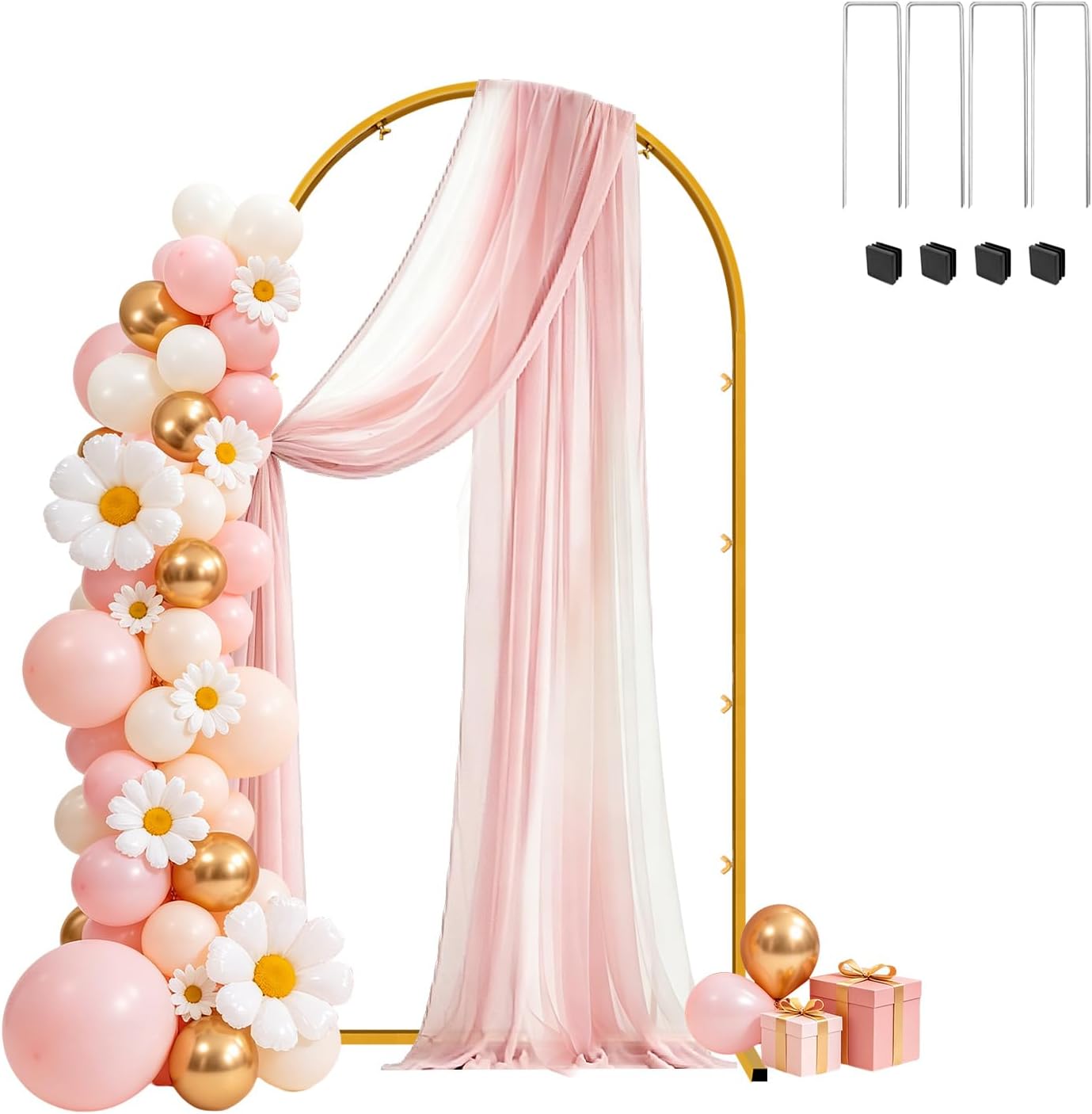 6 FT Wedding Arch Frame Backdrop Stand for Party, Balloon Arch Stand, Wedding Arches for Ceremony, Metal Gold Arch