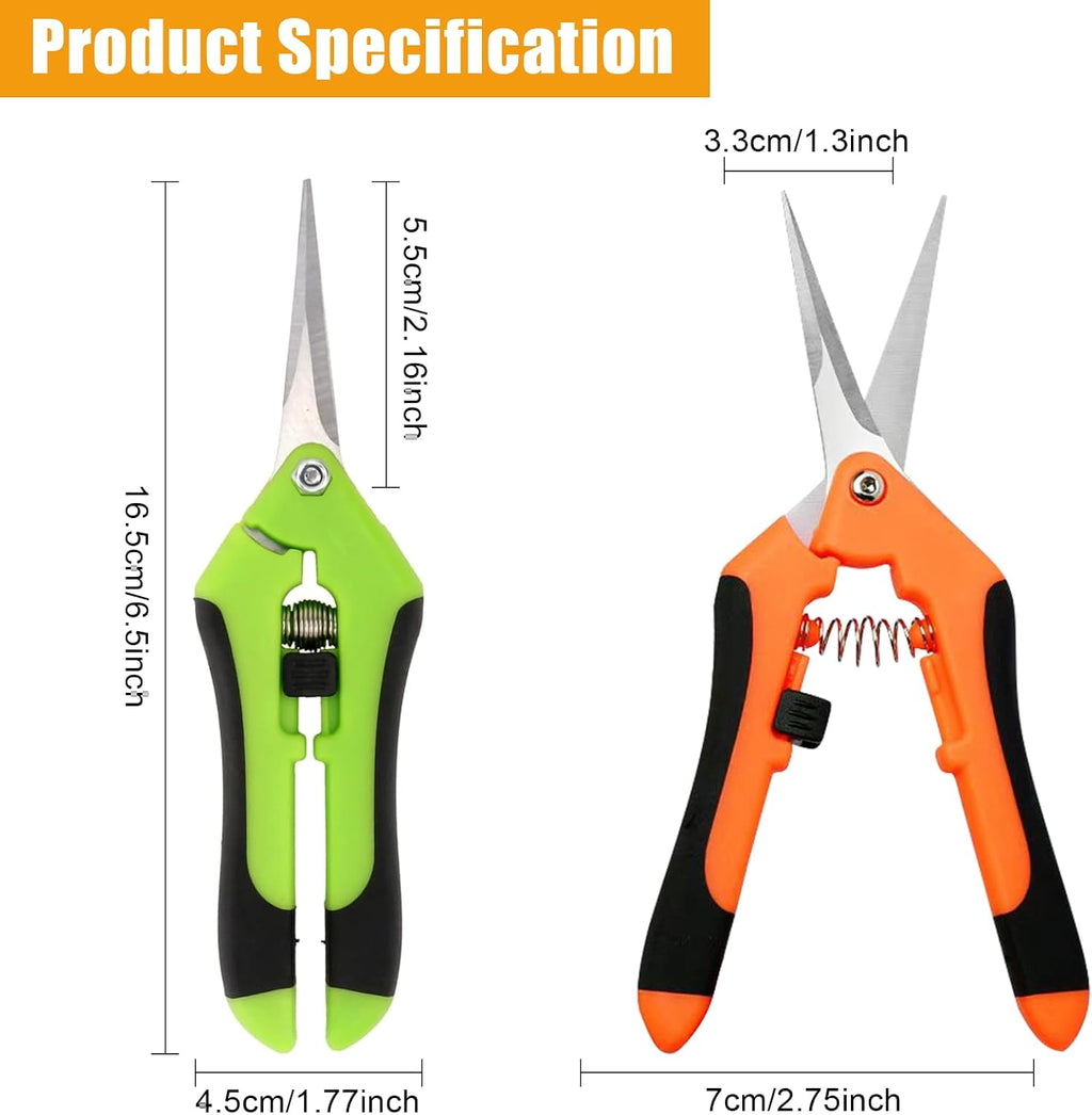 2 x Garden Pruning Shears Straight Tip Harvesting Shears with Stainless Steel Blades Small Pruning Shears Bonsai