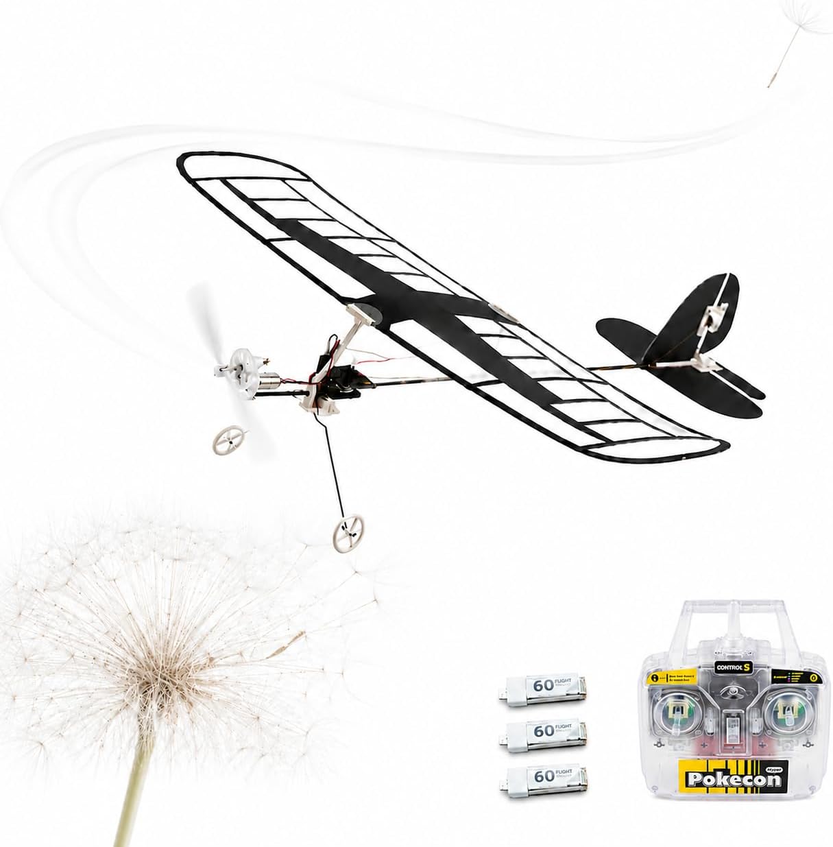 Ultra-Light Film Covered RC Plane for Adults & Beginners with Smart Flight Stabilization, 2.4GHz 3CH Remote Control