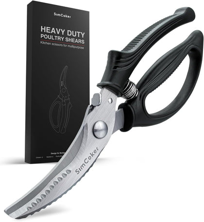 Poultry Shears, Heavy Duty Kitchen Shears With Anti-Slip Handle & Safety Lock, Poultry Scissors for Meat, Chicken