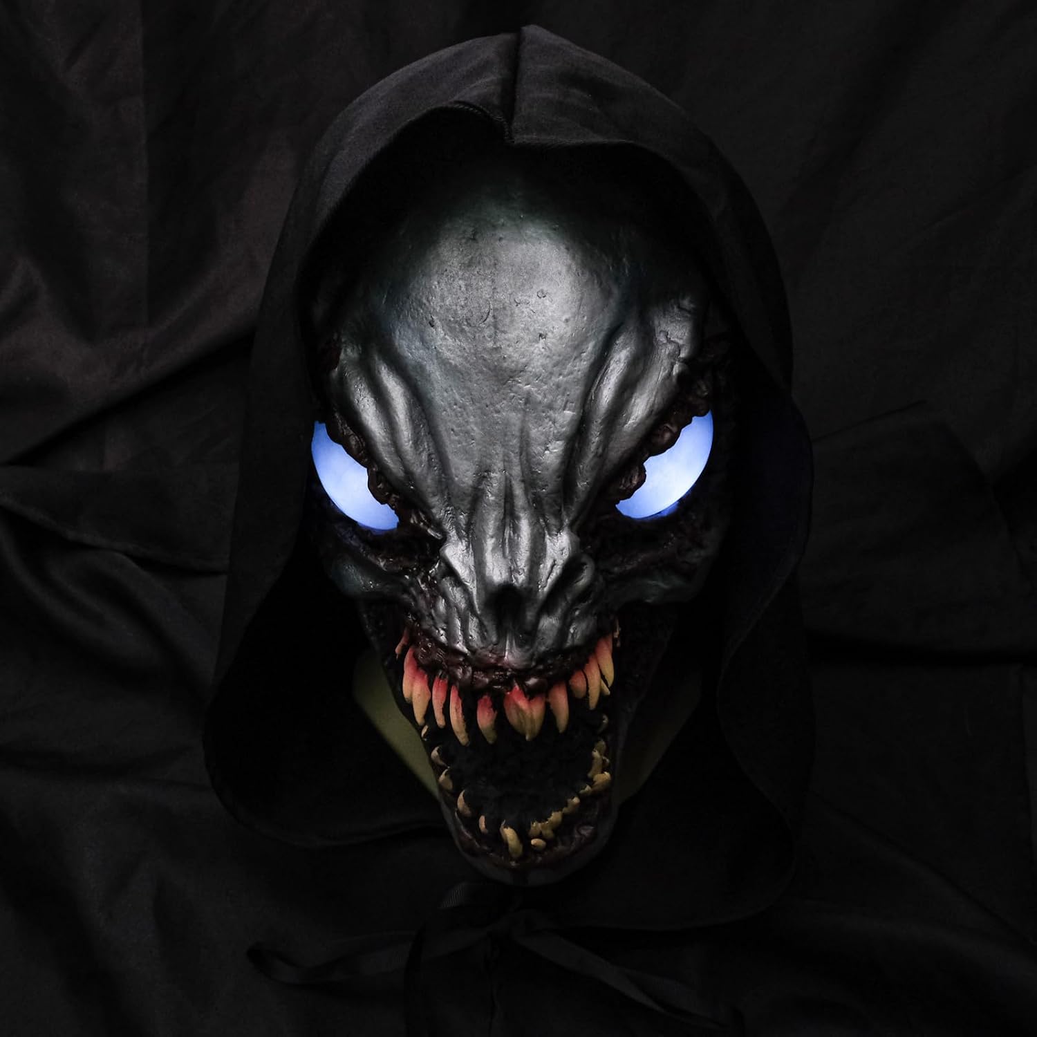 Ghoulish LED Light Up Latex Mask Full Head Demon Monster Halloween Costume | realistic scary horror monster texture