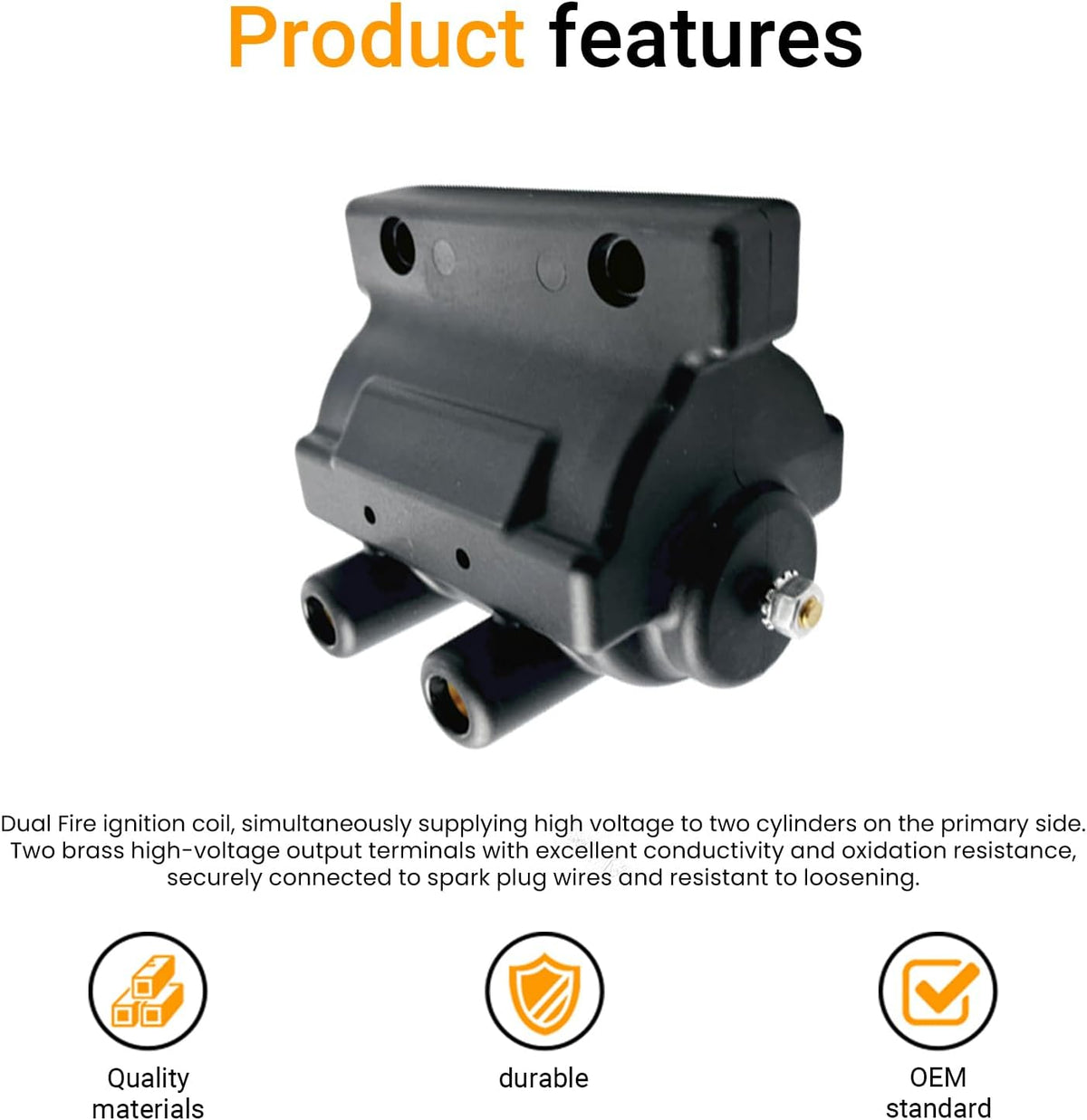 Ignition Coil Fit For Harley Davidson Electra Glide, Dyna, Fat Boy, Heritage Softail, Low Rider, Softail Springer, Super Glide, Roadster, Sportster 1965-2003,OEM 31609-65A