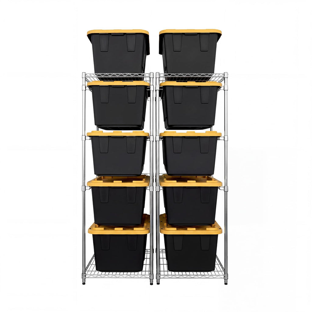 MonsterRAX 2-Pack 5-Tier NSF Bin Rack for 27-Gal Totes, Silver