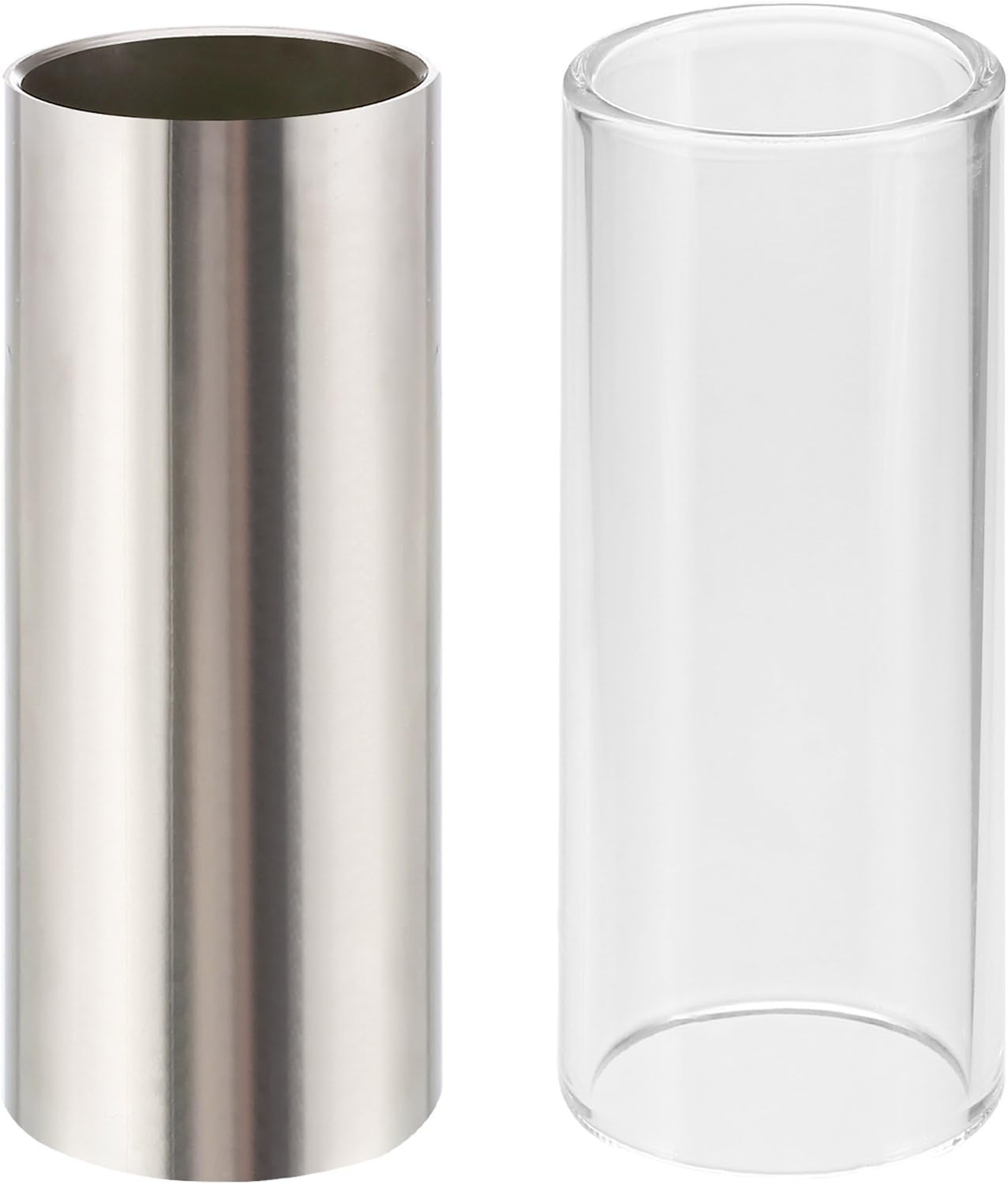 2 Pieces Glass Slide and Stainless Steel Guitar Slide Set | Glass and Metal Guitar Slide Ring, Slide Bar, Acoustic