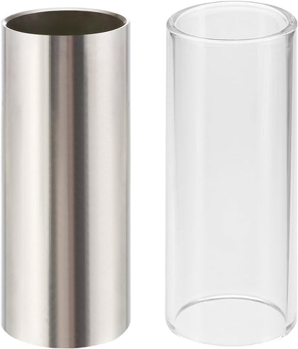 2 Pieces Glass Slide and Stainless Steel Guitar Slide Set | Glass and Metal Guitar Slide Ring, Slide Bar, Acoustic
