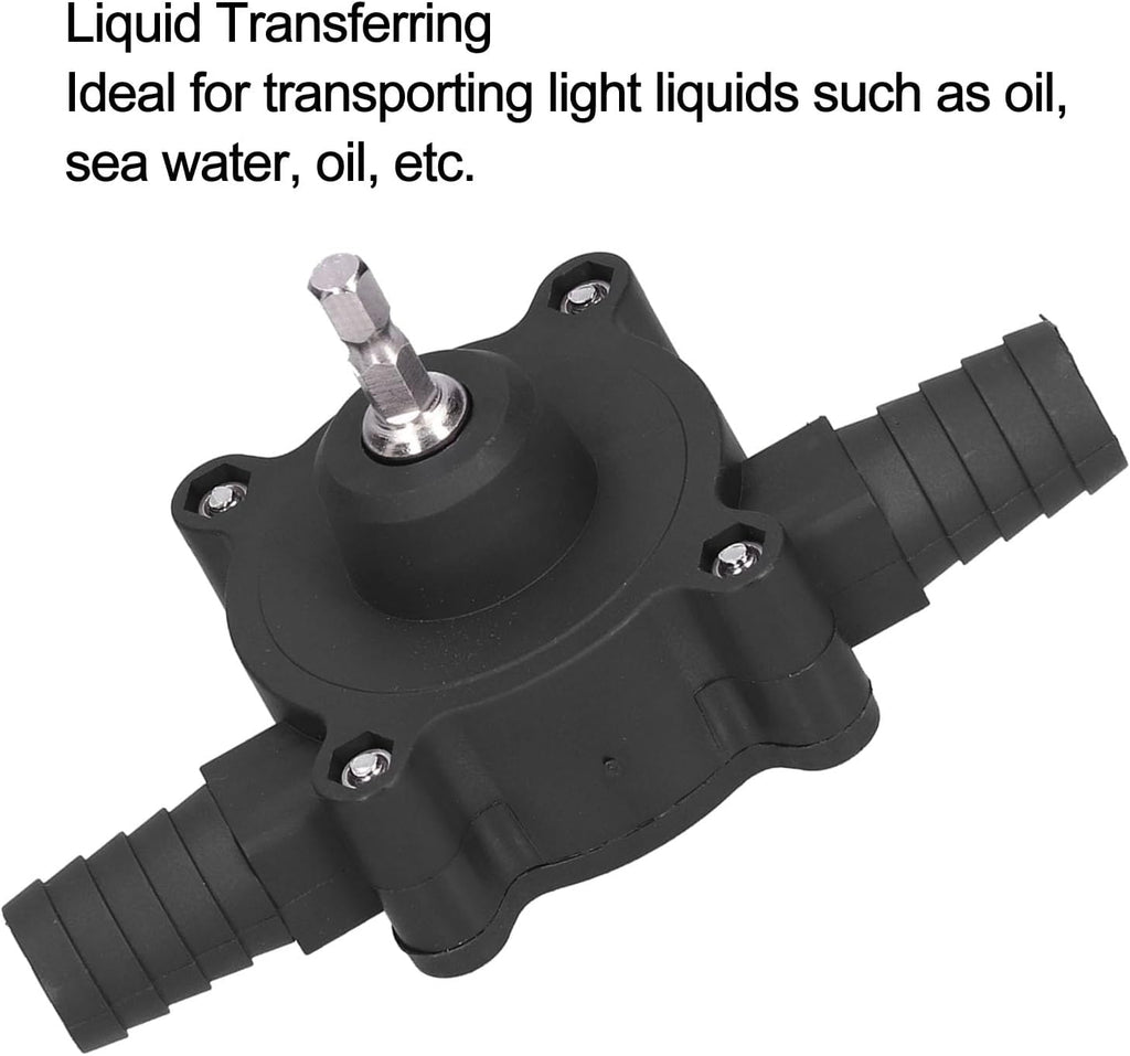 Water Transfer Pump Electric Drill Self Priming Hand Pump for Oil Kerosene Sea Water, with 0.7in Inlet Outlet 0.3in