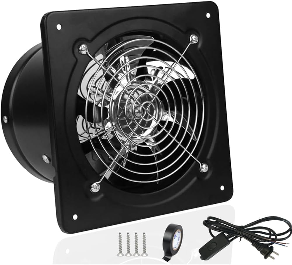 Black 4 Inch Exhaust Fan Metal Iron Ventilation Extractor Fan