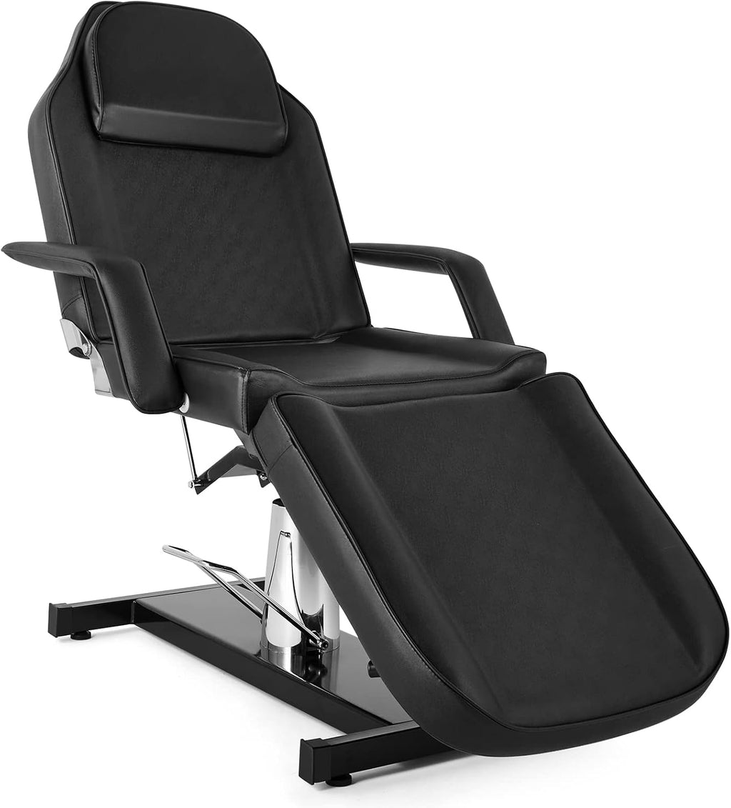 Hydraulic Tattoo Chair Esthetician Bed, Multi-Purpose 3-Section Facial Bed Table, Adjustable Beauty Salon Spa Massage