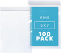 5" x 7" Zip Bags, 100 Pack, 6 Mil Extra Heavy Duty, Reclosable, GPI POLY