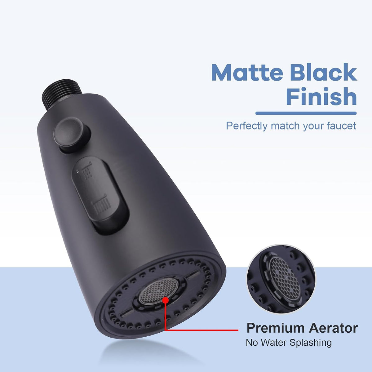 Kitchen Faucet Head Replacement Matte Black，3 Function Pull Out Spray Nozzle with 9 Adapters for Kitchen Sink