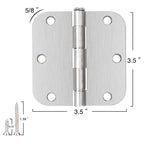 24 Pack Rounded Door Hinges Brushed Nickel 3.5 Inch with 5/8" Radius