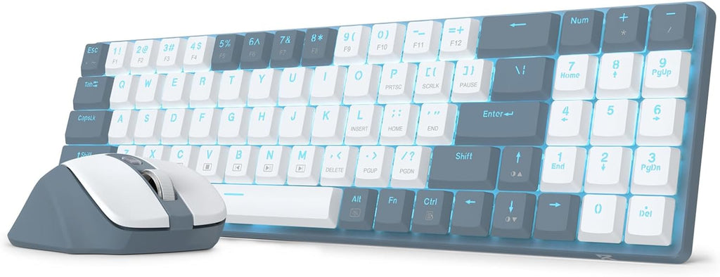 Wireless Keyboard and Mouse Combo, 78 Keys 2.4Ghz Wireless Low-Profile Mechanical Red Switch Keyboard w/Slim