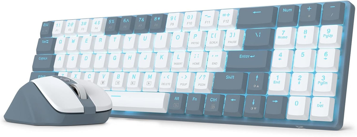 Wireless Keyboard and Mouse Combo, 78 Keys 2.4Ghz Wireless Low-Profile Mechanical Red Switch Keyboard w/Slim