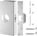 U9585 Door Reinforcement Plate & U9476 Latch Strike for 1-3/8" Thick Doors | Fits 2-3/8" (60mm) backsets,Stainless