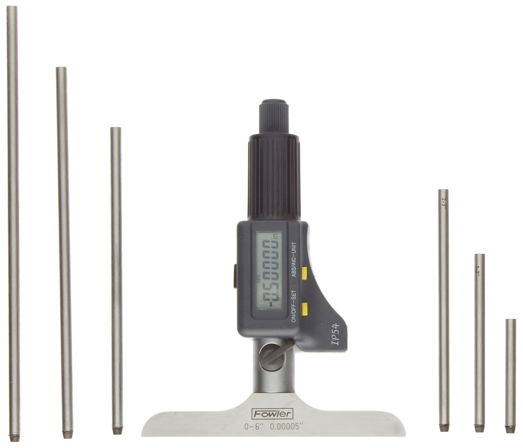 Fowler 54-225-456-0 IP54 Absolute Electronic Depth Micrometer with 0-6"/150mm Measuring Range