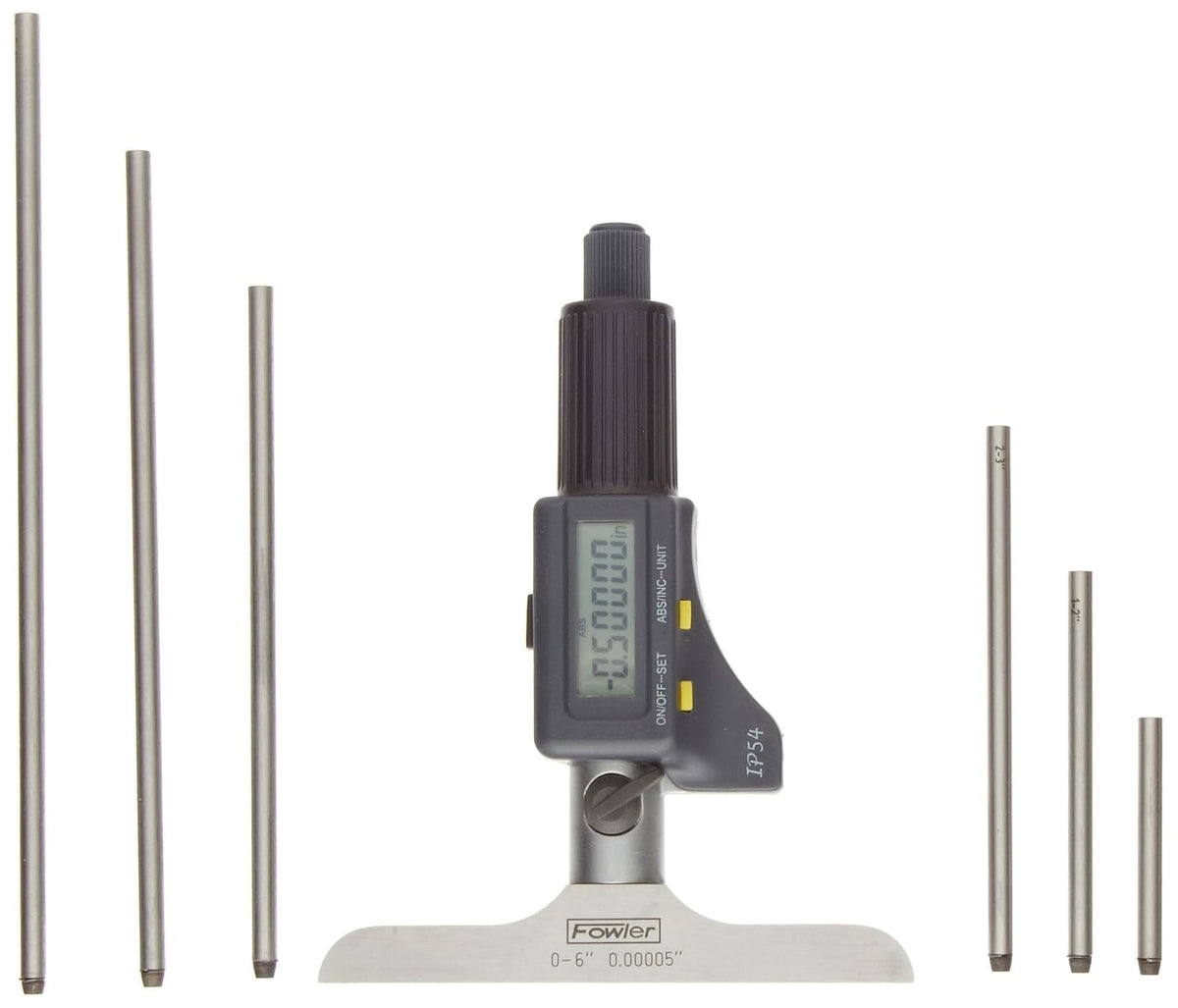Fowler 54-225-456-0 IP54 Absolute Electronic Depth Micrometer with 0-6"/150mm Measuring Range
