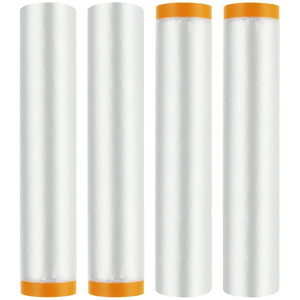 4 Rolls 8 x 66 Feet Plastic Sheeting, Painters Plastic Drop Cloths for Painting, Pre-Taped Masking Film Tape and
