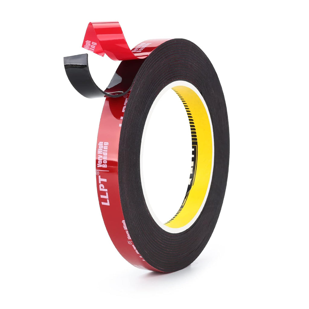 Double Sided Heavy Duty Mounting Tape, 1/2" x 18Ft, Black