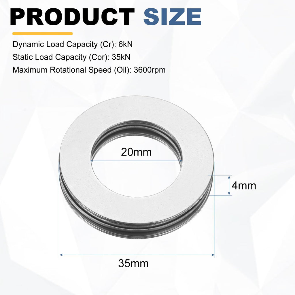 uxcell 8 Sets AXK2035 Thrust Needle Roller Bearings with Washers, ID 20mm