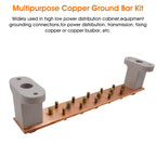 Copper Grounding Bar Kit, 7.8" Copper Bus Bar Ground Bus Bar with 16 Terminal Positions and UL Material BusBar Insulator T Posts