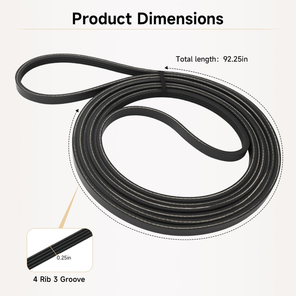 Dryer Drum Belt Dryer Drive Belt Replacement Compatible with Whirlpool WED4900XW0 WED49STBW1 WED4850BW0 WGD4800BQ1 WGD4616FW1 WED5100VQ0 WED4850BW1 WGD4800BQ2 LER7646EQ0 WED4915EW1