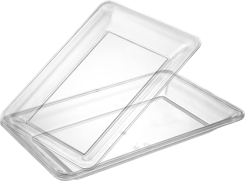 Clear Plastic Serving Trays - Serving Platters Rectangle Pack of 4