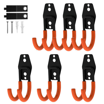 Garage Hooks, 6 Pack Small Round Wall Hooks for Hanging Heavy Duty Ladders, Bikes, Tools Ideal for Garage, Garden