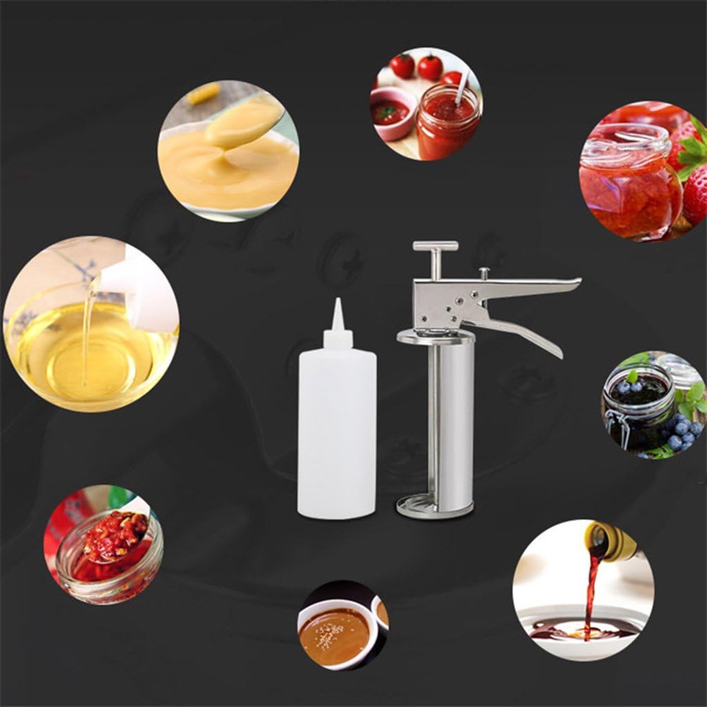 Unknown Stainless Steel Condiment Dispenser Gun Sauce Pump Bottle