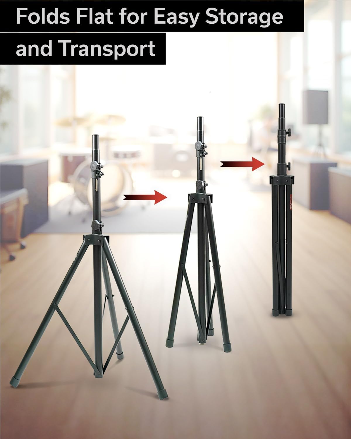KB715S Adjustable Speaker Stand, 44"–80" Height, Heavy-Duty Tripod for Stage and Studio, Black