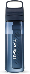 Go Series Water Filter Bottle - BPA-Free, Removes Bacteria, Parasites, Microplastics, Improves Taste, 22oz, Aegean Sea