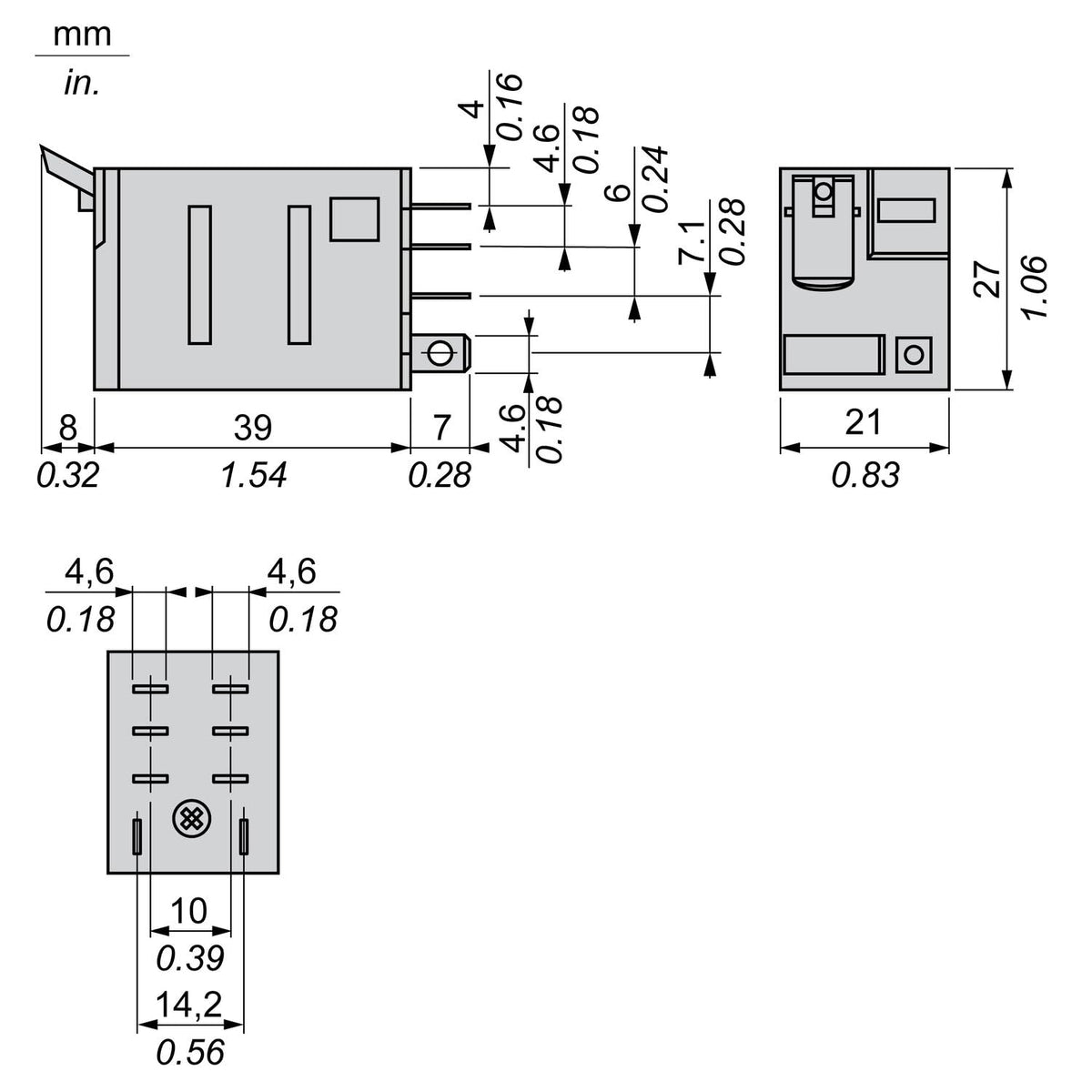 Plug In Relay, 8 Pins, Square, 120Vac