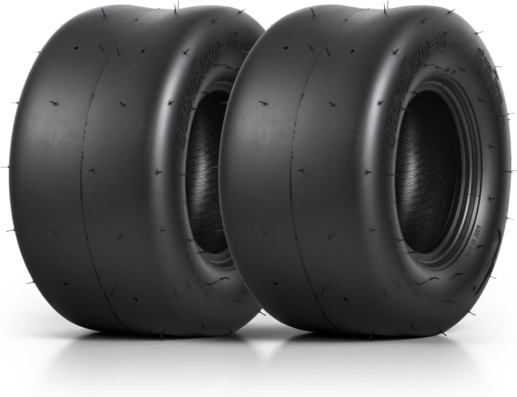 13x6.50-6 Lawn Mower Tires, Smooth 4PR Tubeless, Set of 2 | 13x6.5-6 for zero-turn mowers, garden tractors, golf