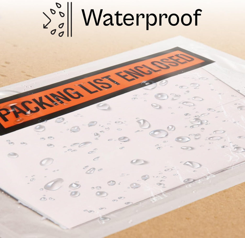 PSBM 2000 PCS 7.5 x 5.5 Inch Orange Panel Face Packing List Enclosed Envelopes, Invoice Slips Pouch for Mailing