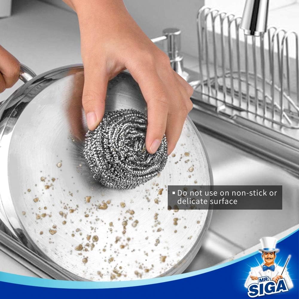 Stainless Steel Scourer, Steel Wool Scrubbers, Pack of 6