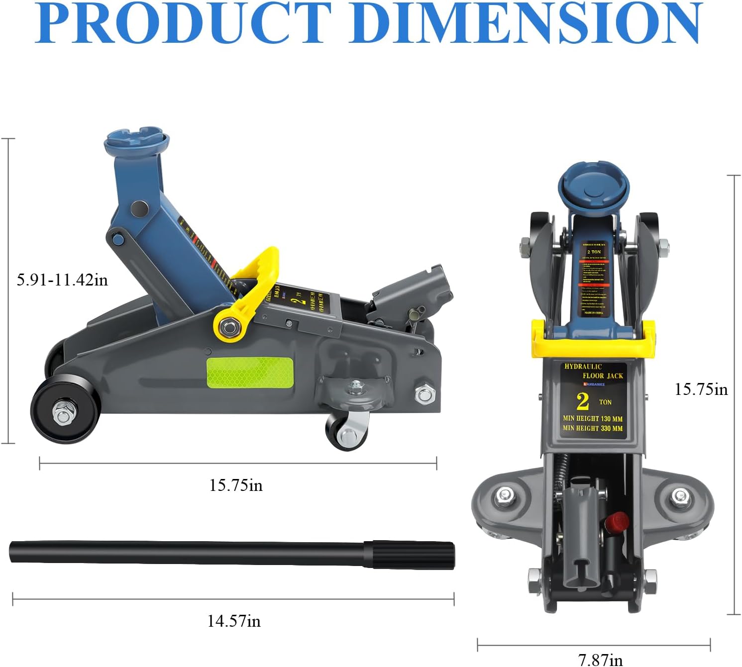 2 Ton Floor Jack & 3 Ton Jack Stands Combo, Low Profile | 2 Ton low profile floor jack + 2pc 3 Ton ratchet stands.