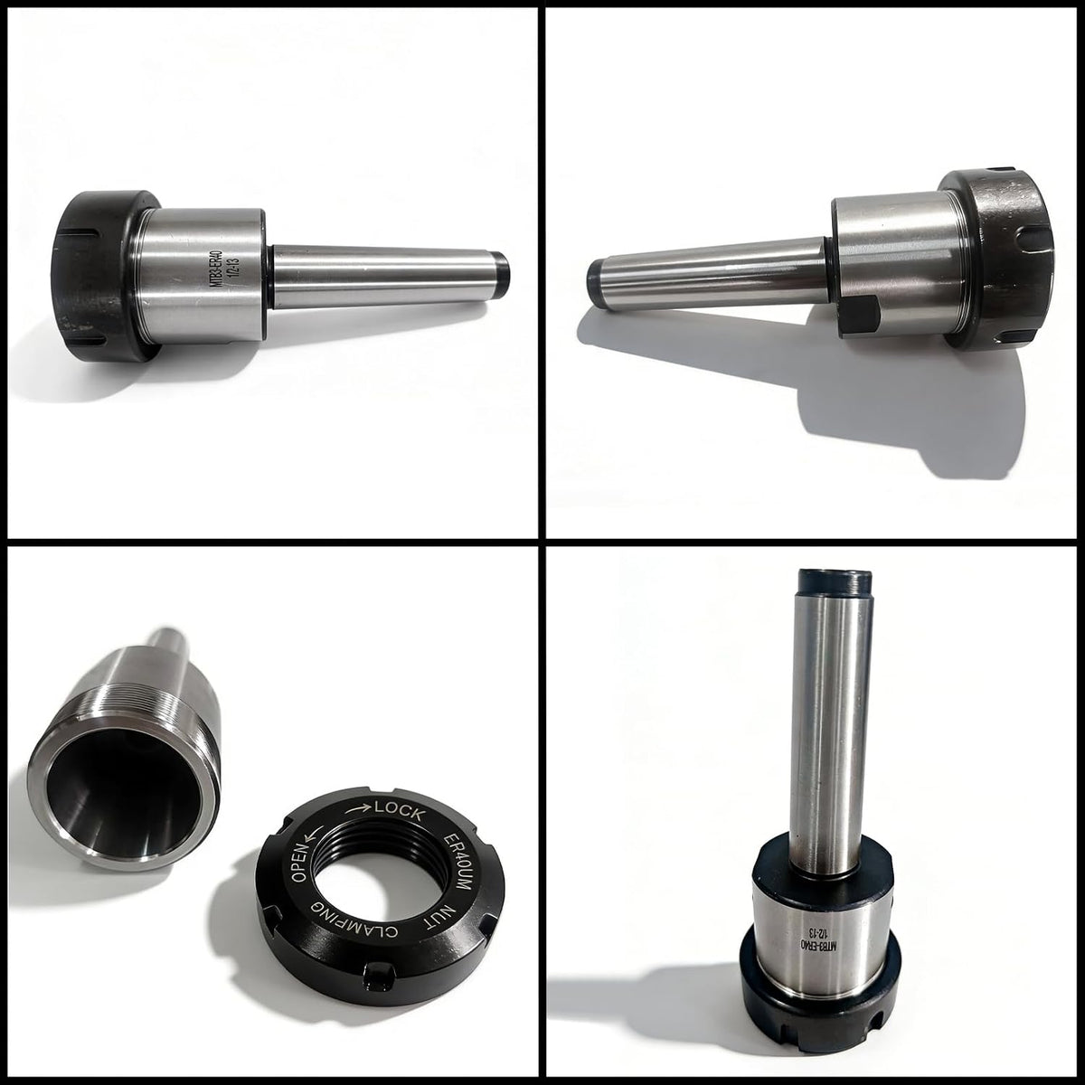 MT3 ER40 Collet Chuck Set with 15 PCS Collets, 1/8"-1"