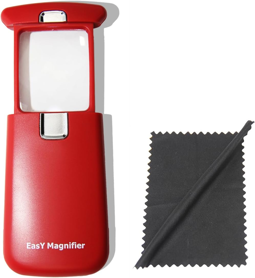 Small Pocket Magnifying Glass 3.0X with LED Light for Reading; Lighted Hand Held Coin Loupe; Mini Magnify Lens; Gifts