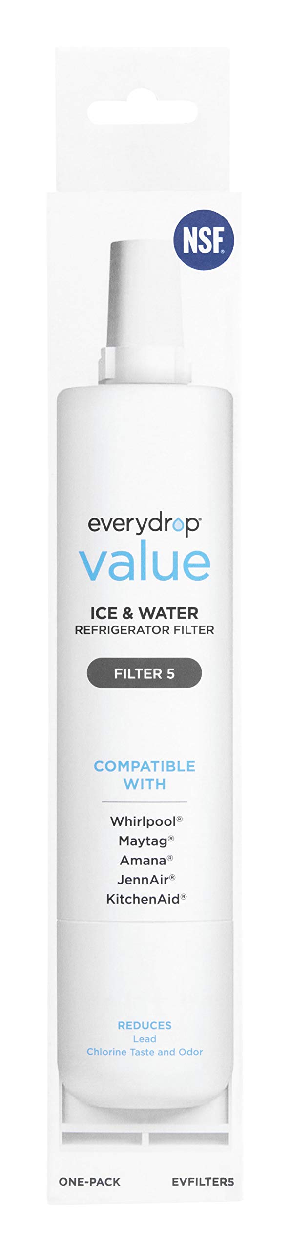 everydrop Value by Whirlpool Ice and Water Refrigerator Filter 5, EVFILTER5, 1 Pack
