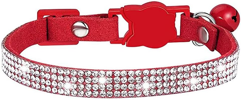 Rhinestones Dog Cat Collars with Bell Bling Pet Puppy Collars with Soft Velvet Crystal Collars Girl Jeweled Necklace