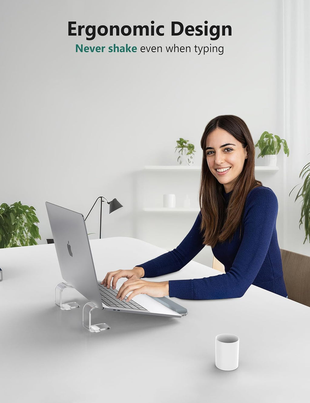 Clear Acrylic Laptop Stand for Desk, with Wrist Rest, Ergonomic Detachable Mount Compatible with 10-17'' All Laptops