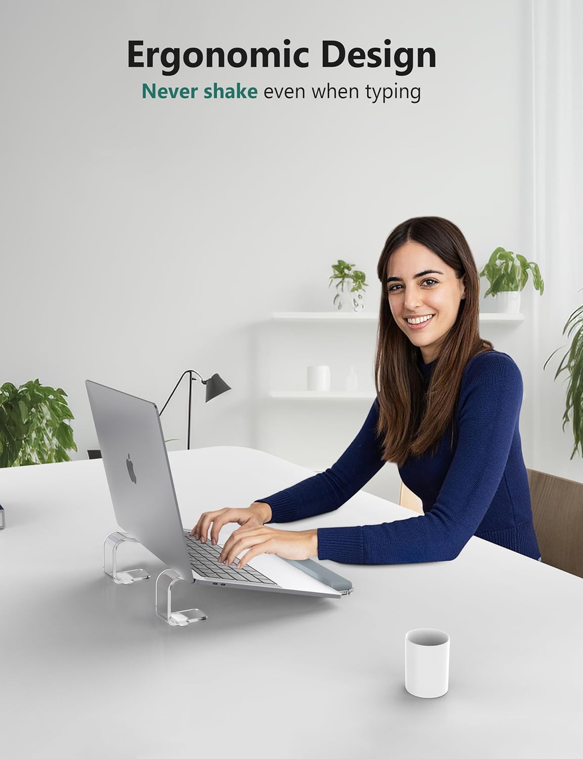 Clear Acrylic Laptop Stand for Desk, with Wrist Rest, Ergonomic Detachable Mount Compatible with 10-17'' All Laptops